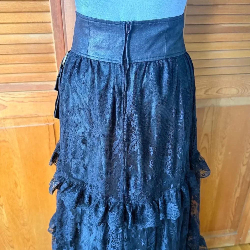 Vintage Lip Service Winchester Emporium Black Lace High Waist Skirt XS - Picture 8 of 12